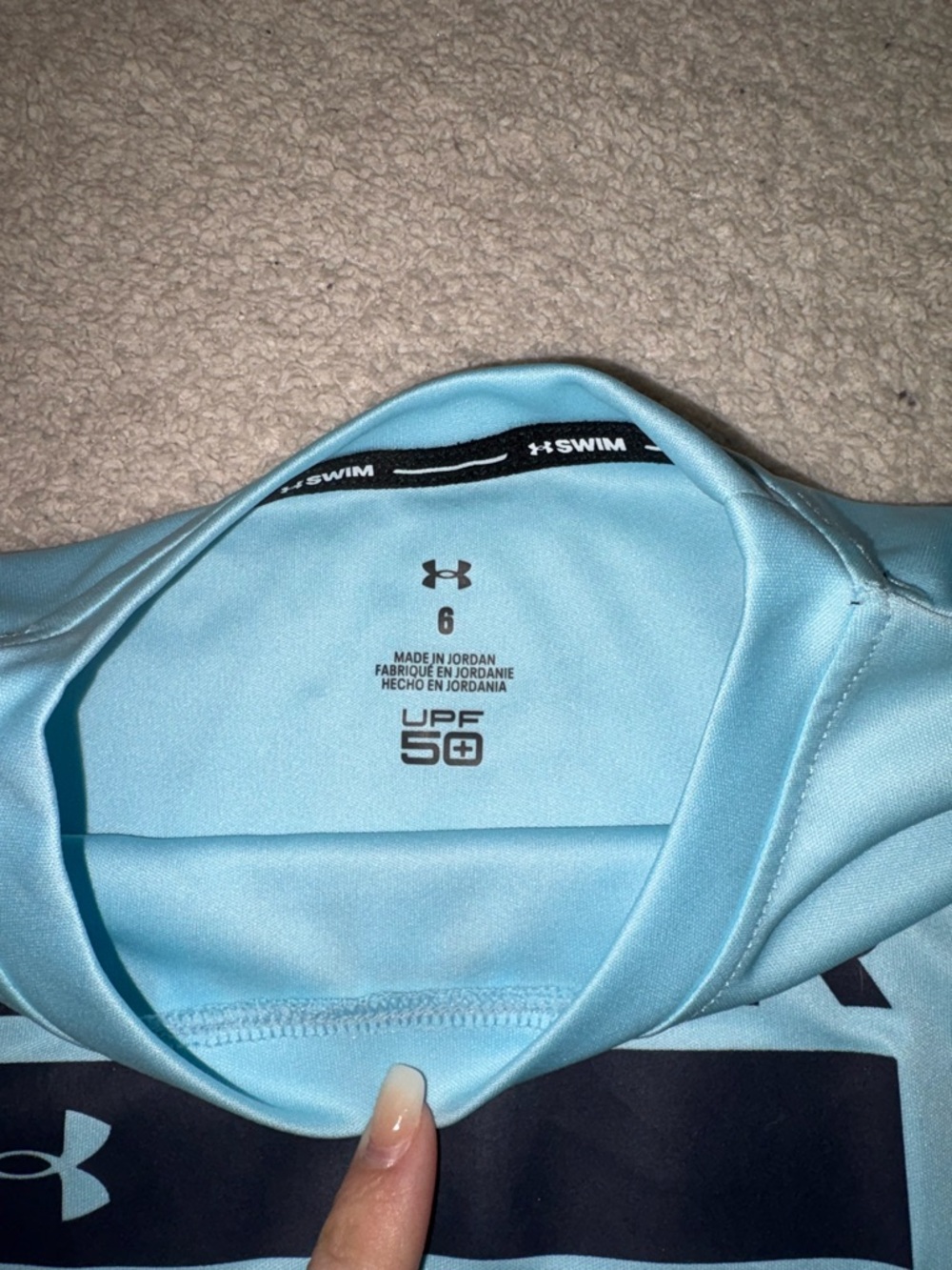NWT Under Armour Boys UPF 50+ Swim Shirt Rash Guard - Light Blue - Size 6 - Picture 3 of 3